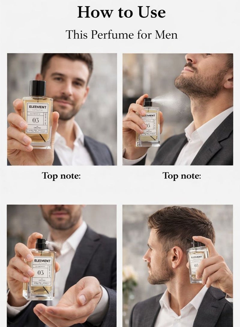 Orchid Black and White Element N.03 Pour Homme Eau de Parfum 100ml for Men | Long Lasting Fresh Woody Perfume with Bergamot & Pear Notes | Luxury Masculine Fragrance with Lavender, Clary Sage, Amber & Patchouli Base - Image 3